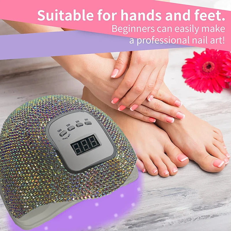 UV Light for Nails Rhinestone Nail Dryer Lamp Maquina De Unha Em Gel LCD Display 45 Led Beads 4 Timer Setting Nail Art Tools