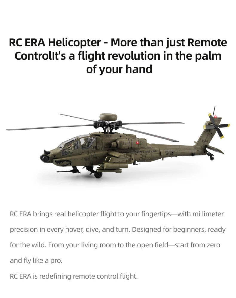 2026 New RC ERA C170 AH-64 Apache 1:48 Auto Stabilized Helicopter