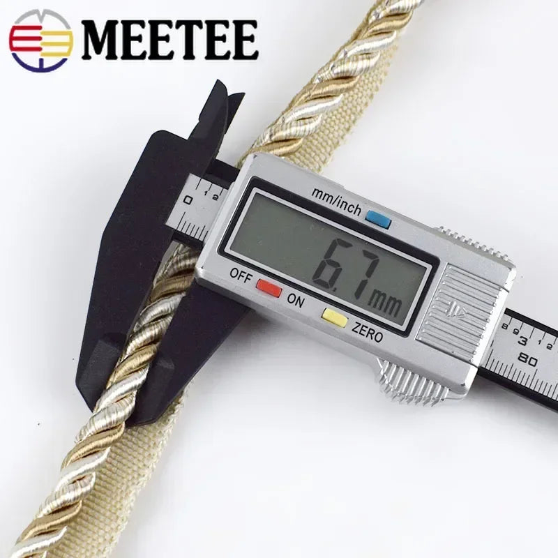 2/6/12M Meetee 6mm Two-color Lace Rope Trim Decorative Strap Webbing Cord for Sofa Curtain Sewing Handmade Material Accessories