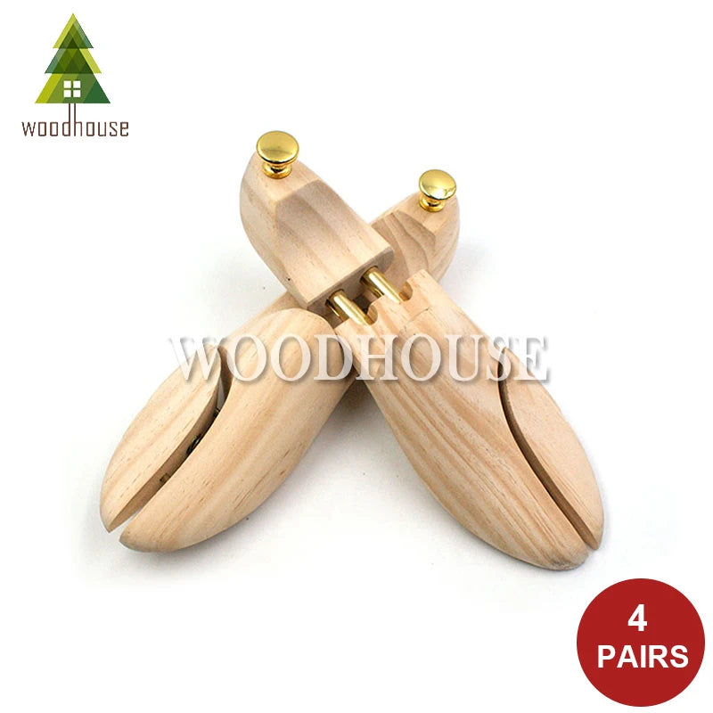 4-PACK Men's And Women's Shoe Trees, Adjustable Pine Wood Shoe Trees