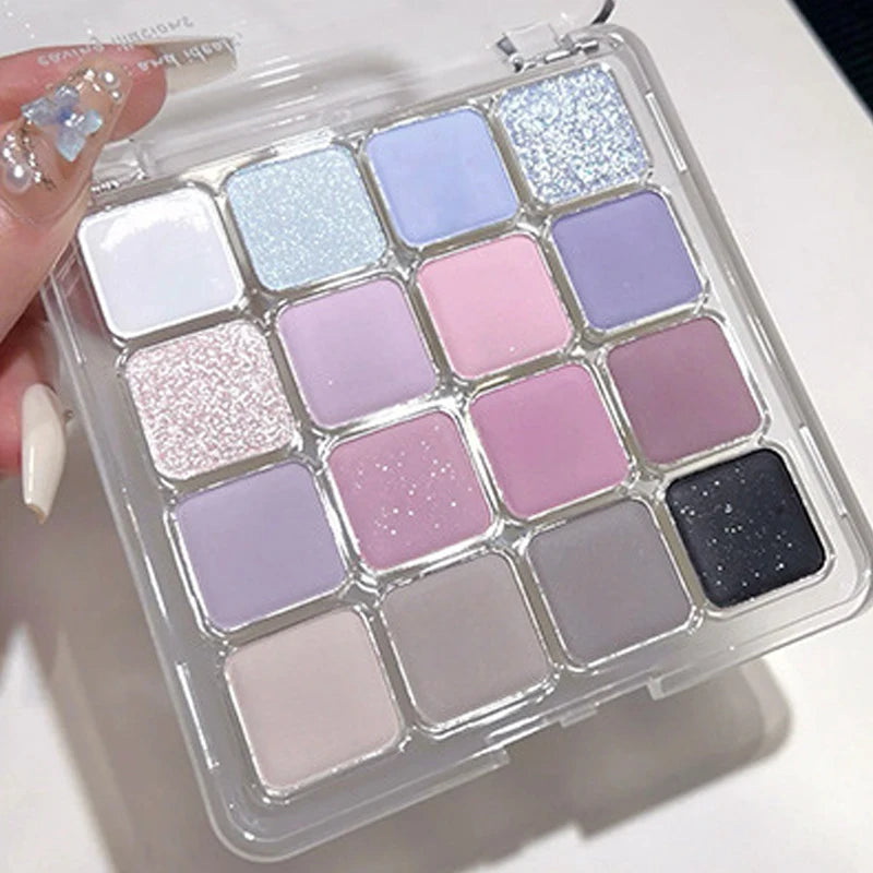 16 Color Eyeshadow Palette Matte Low Saturation Waterproof Glitter Blue Eye Shadow Long Lasting Pink Eyes Makeup Korean Cosmetic