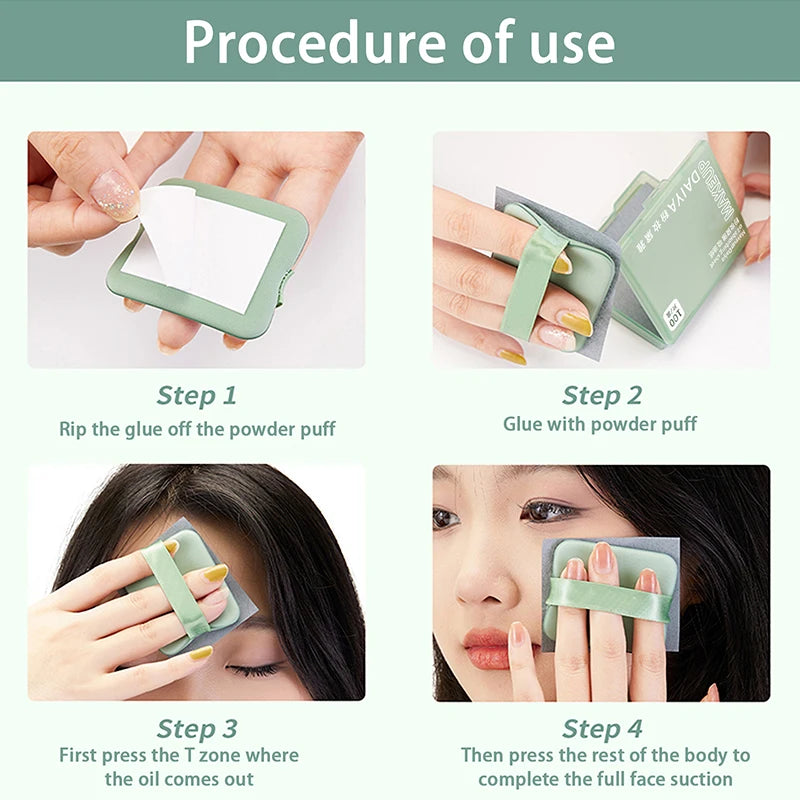 100 Sheets Portable Face Oil Absorbing Paper With Mirror Case Beauty Woman Facial Care Paper Absorbs Facial Fat Beauty