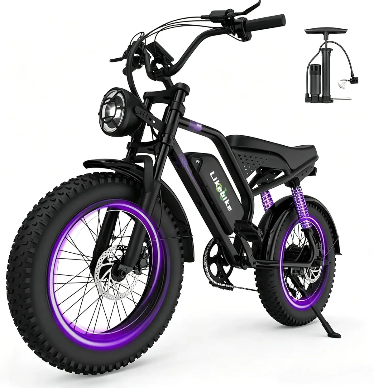Electric Bike for Adults 1500W/2000W/3000W Peak,32/36/47MPH 20" Fat Tire Ebike, 48V 20AH/23AH/33Ah Removable Battery 7-Speed Ful