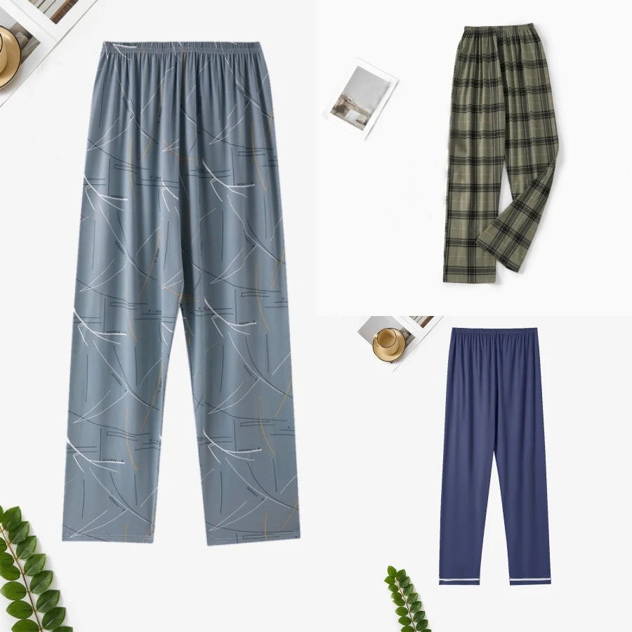 Men's Pajama Pants Thin Home Trousers Loose Large Size Spring and Autumn Summer Thin Casual Home Trousers