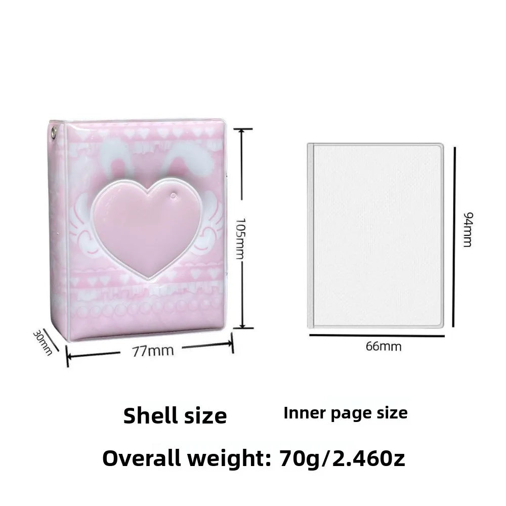 Pink Love Bow Card Album PVC 3 Inch Mini Idol Card Collect Book Collectible Card Album with 16 Internal Pages Photocard Binder