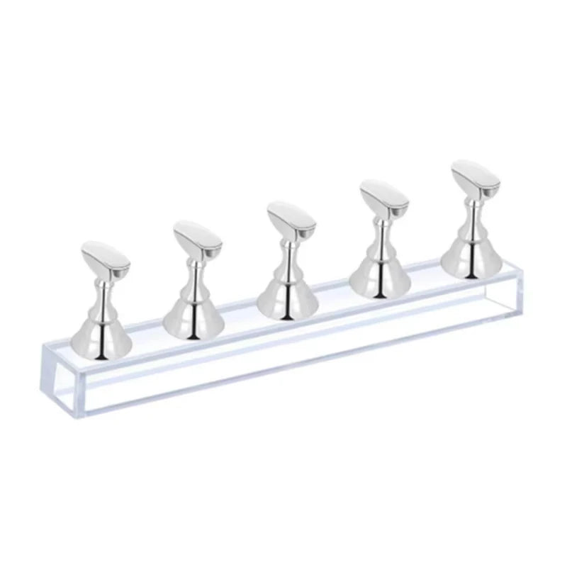10/5Pcs Transparent Aurora Nail Stand Magnetic False Nail Tips Holder Press on Nails Display Rack Acrylic Nail Painting/Training