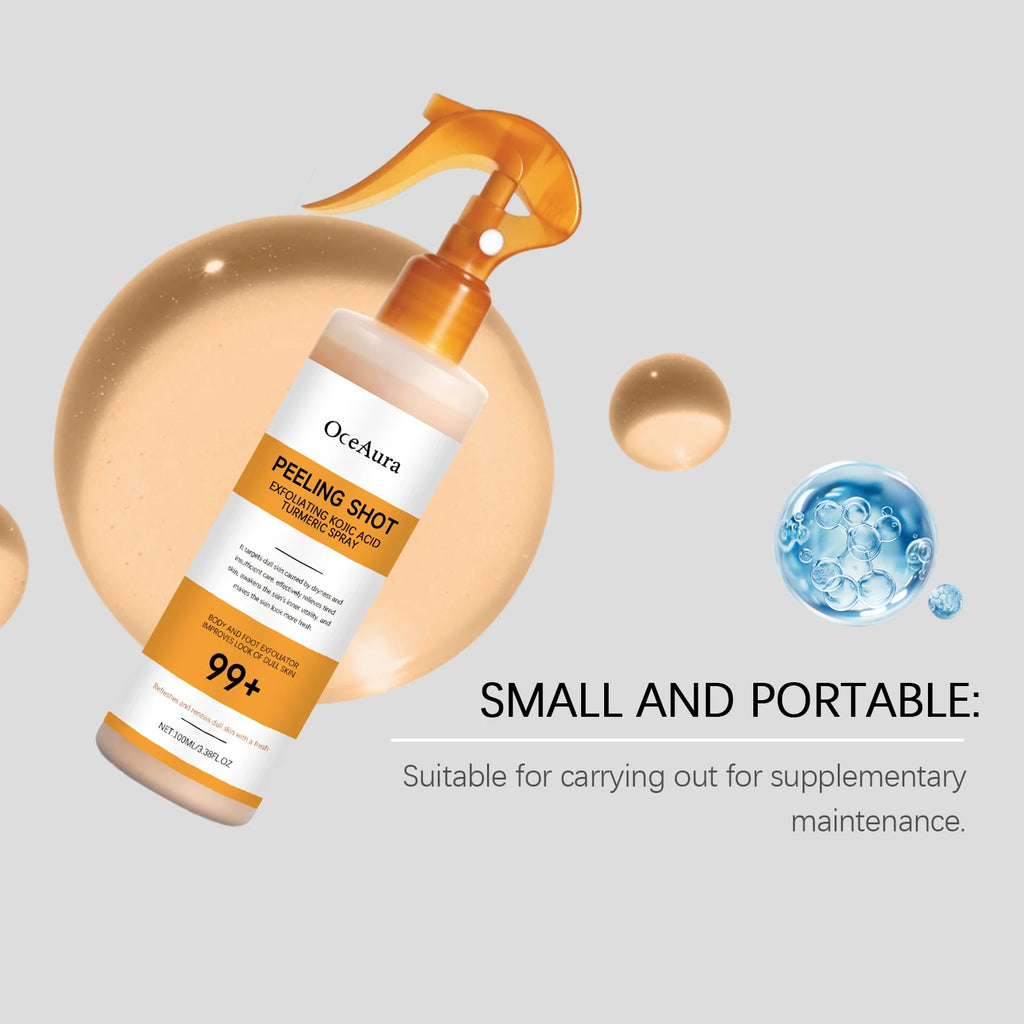 Exfoliating Peeling Spray Kojic Acid Turmeric Remove Dead Skin Brighten Complexion Smooth Skin Texture Gentle Exfoliating Spray