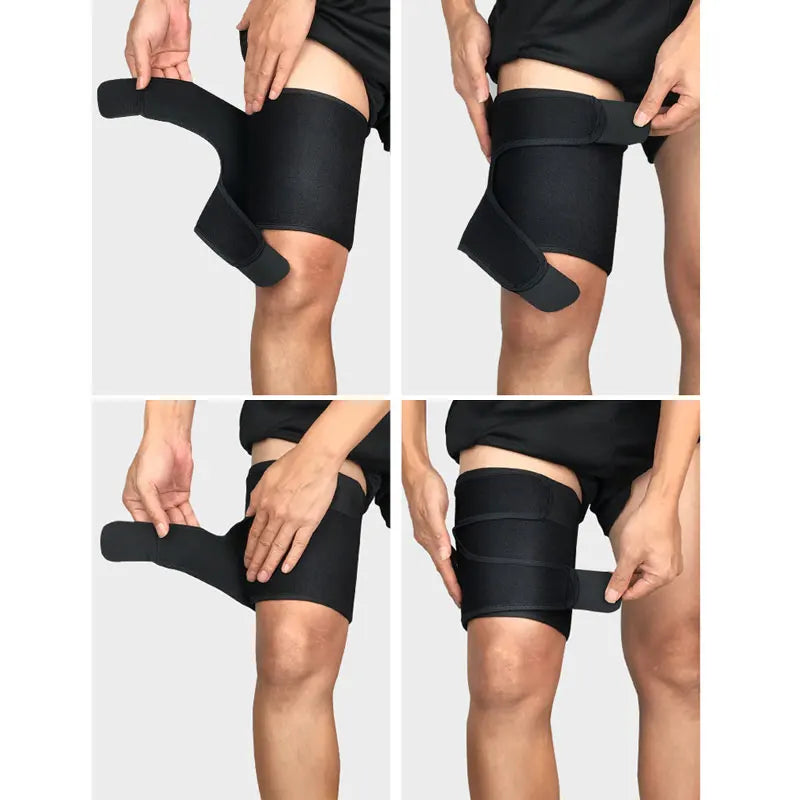 1Pcs Thigh Support Brace Adjustable Compression Thigh Sleeve with Non-Slip Nylon Button for Sore Hamstring, Groin & Quad Support
