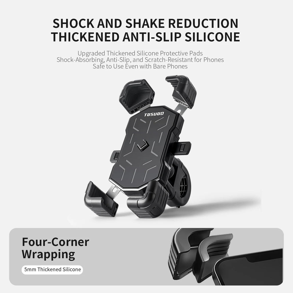 TOSUOD Bike Handlebar Phone Holder Automatic Locking One-Button Opening And Closing Bicycle Mobile Phone Stand