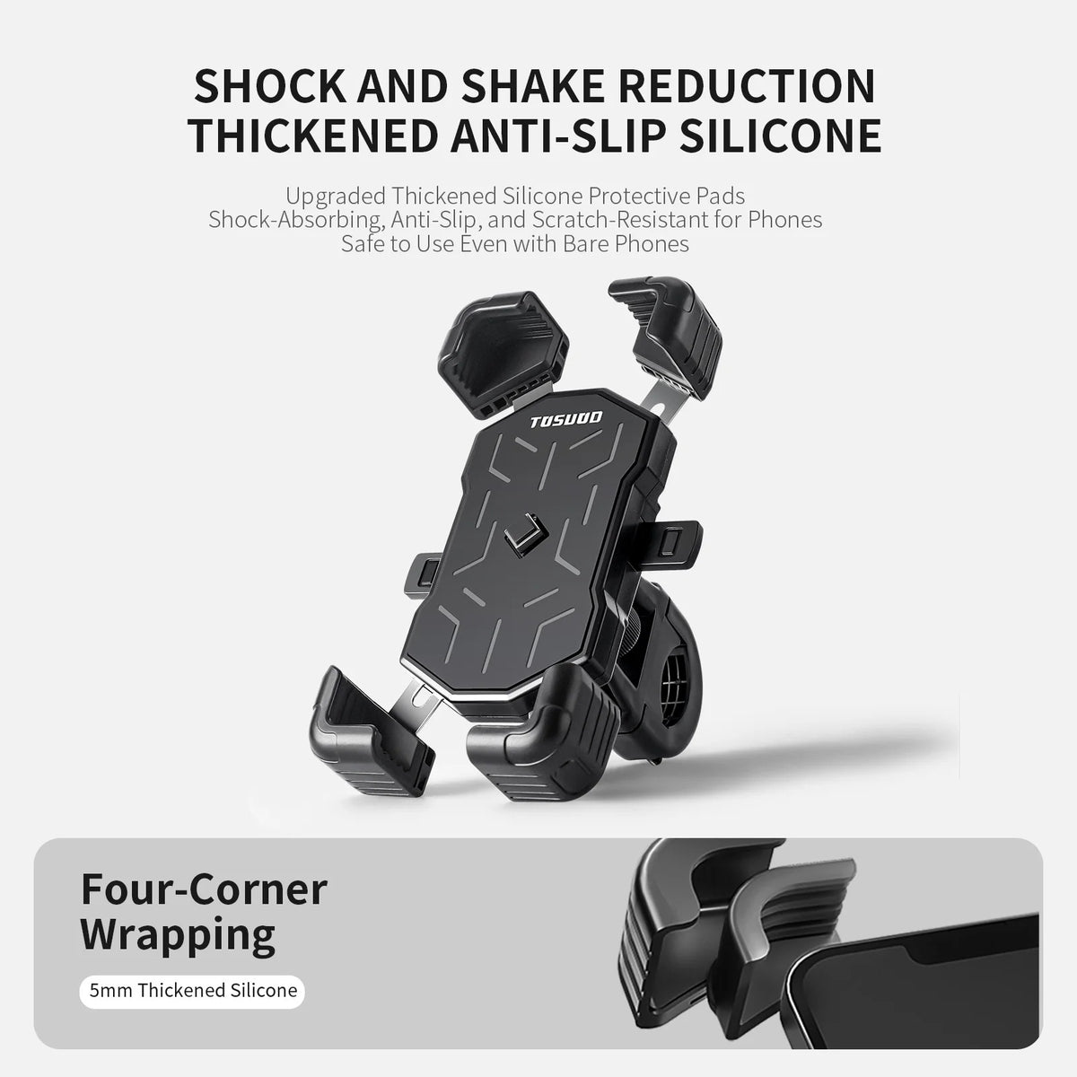 TOSUOD Bike Handlebar Phone Holder Automatic Locking One-Button Opening And Closing Bicycle Mobile Phone Stand