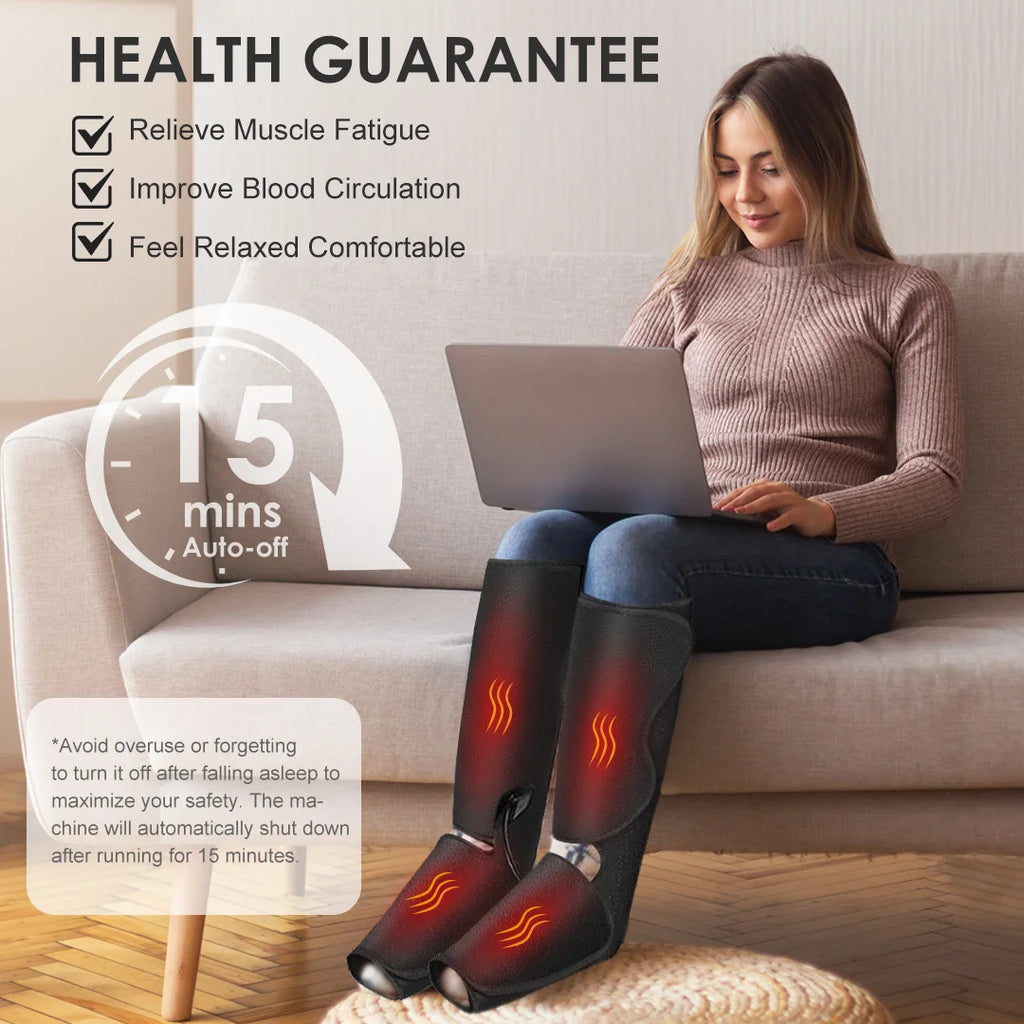 SEJOY Leg Air Compression Massager for Foot Heat,Air Compression Calf Massage & Thigh Massage,Handheld Controller 3 Modes