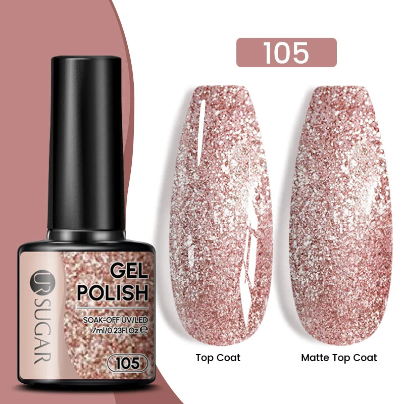 UR SUGAR 7.5ml Reflective Magnetic Gel Nail Polish Glitter Silver Pink Magnet Gel Soak Off UV LED Nail Manicure Varnish UV Gel