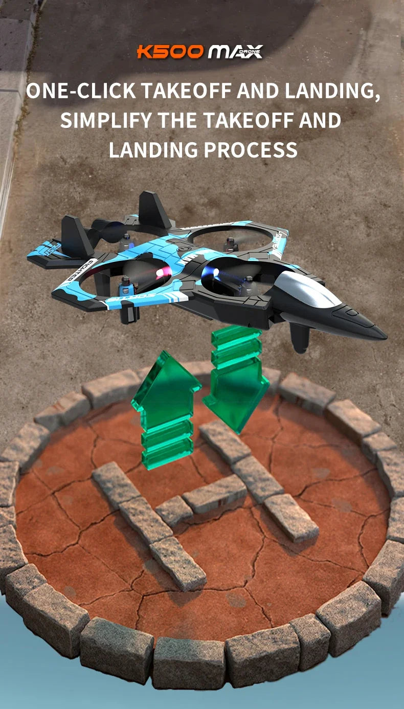 K500 MAX RC Plane Fighter 2.4G Remote Control Stunt Glider 360 ° Rolling Flight Flying EPP Foam Airplane with LED Toys for Kids