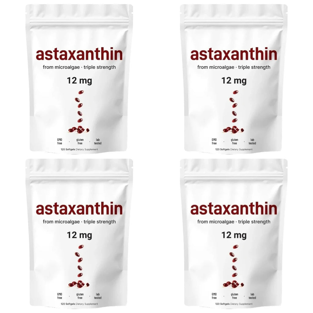 Astaxanthin Softgels 12mg with MCT Coconut Oil from Haematococcus Pluvialis Microalgae Daily Wellness Supplement 120 Count