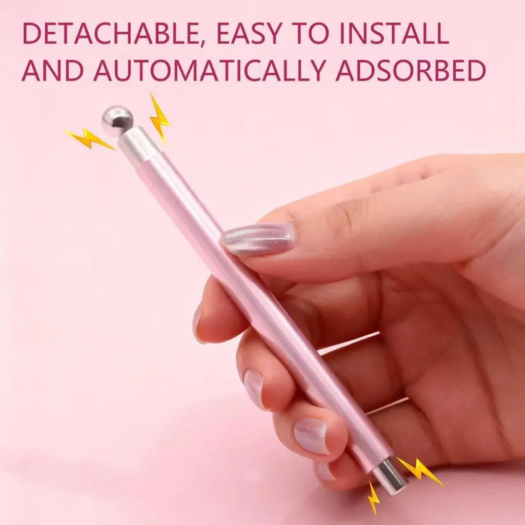 Pro Cat Eye Nail Magnet Kit — Dual-Tip Wand, Round Beads & Y/Rabbit Stencil. DIY Multi-Style Cat Eye Nails Made Easy.