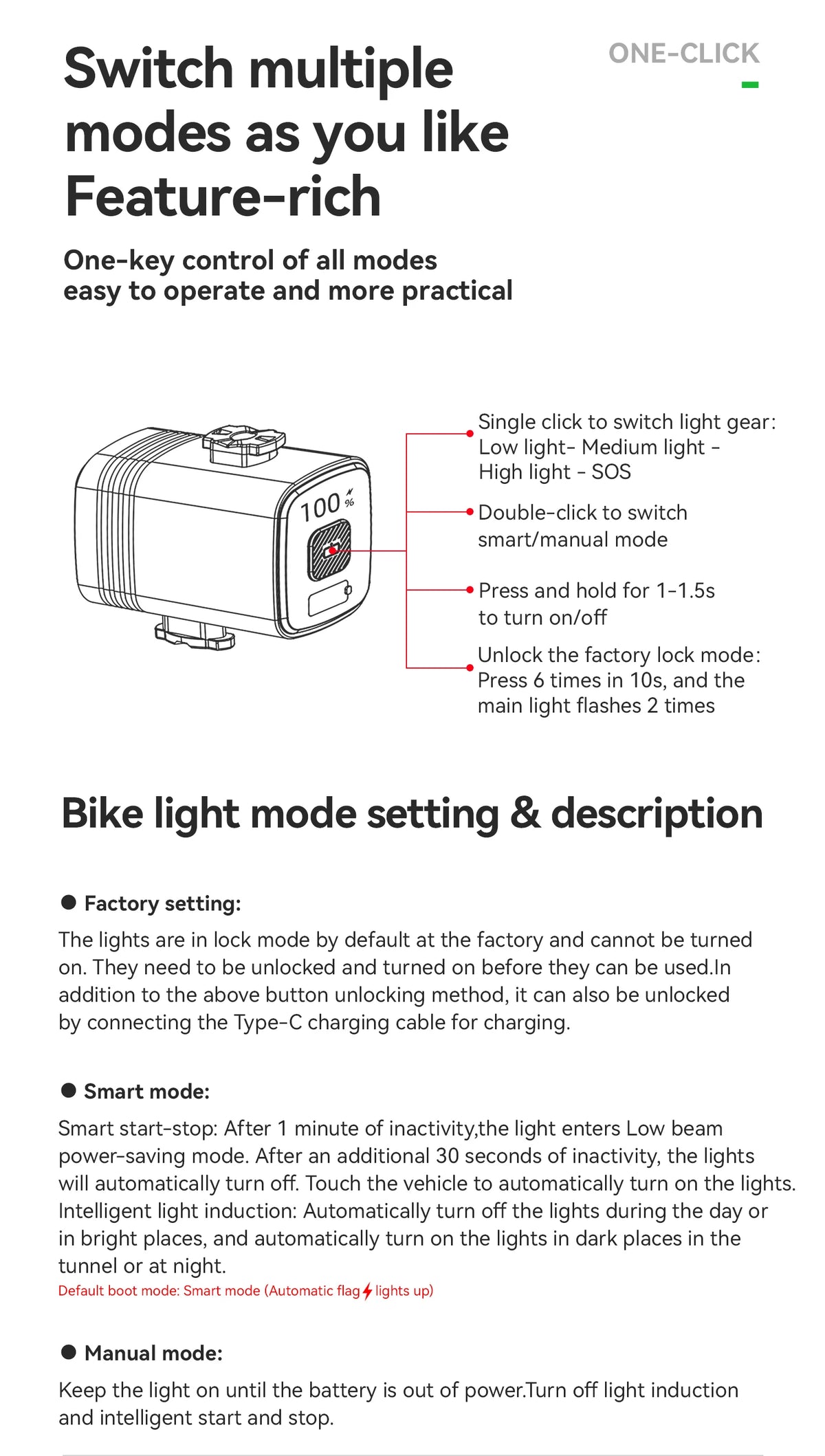 ROCKBROS 1000LM Bike Light Bicycle Front Light Type-C Headlight Smart Power Display Screen MTB Road Cycling Flash Highlight