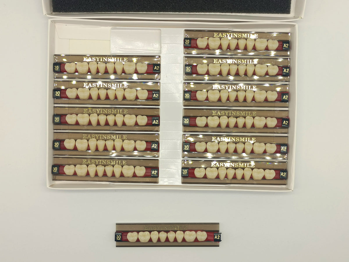 84/96PCS Dental Resin Teeth Acrylic Synthetic Denture A1 A2 A3 Shade 2-Layer Acrylic Denture Education Model Upper/Lower A1-D4
