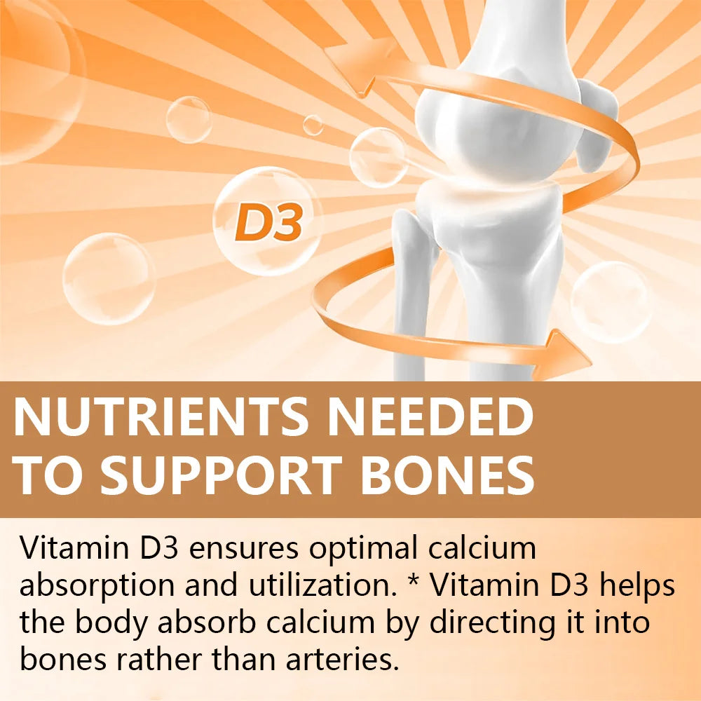 High Potency Vitamin D3 2000IU Capsules, Immune Support, Bone Health, Muscle Function, Whole-Body Wellness, Non-GMO Gluten Free