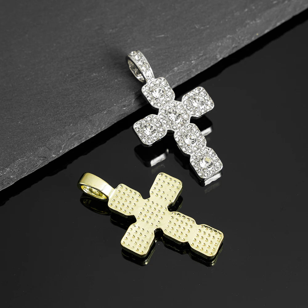 2025 New Hip Hop Cross Pendant Necklace Men 4mm Rhinestone Tennis Chain Iced Sparkling Necklace Women Punk Jewelry Fashion Gift