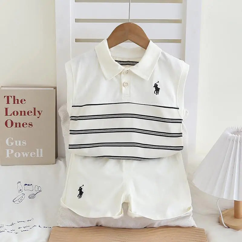 New Boys Clothing Children Summer Girls Sports Set Kids Striped Pattern T-Shirt Shorts 2pcs Outfits Children Tracksuits 0-5Year