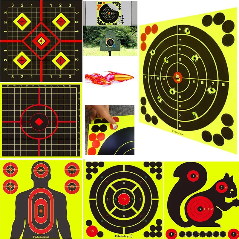10PCS  Shooting Targets Stickers Reactive Splatter Adhesive Sticker Paper Gun Shoot Training Accessories 8Inch