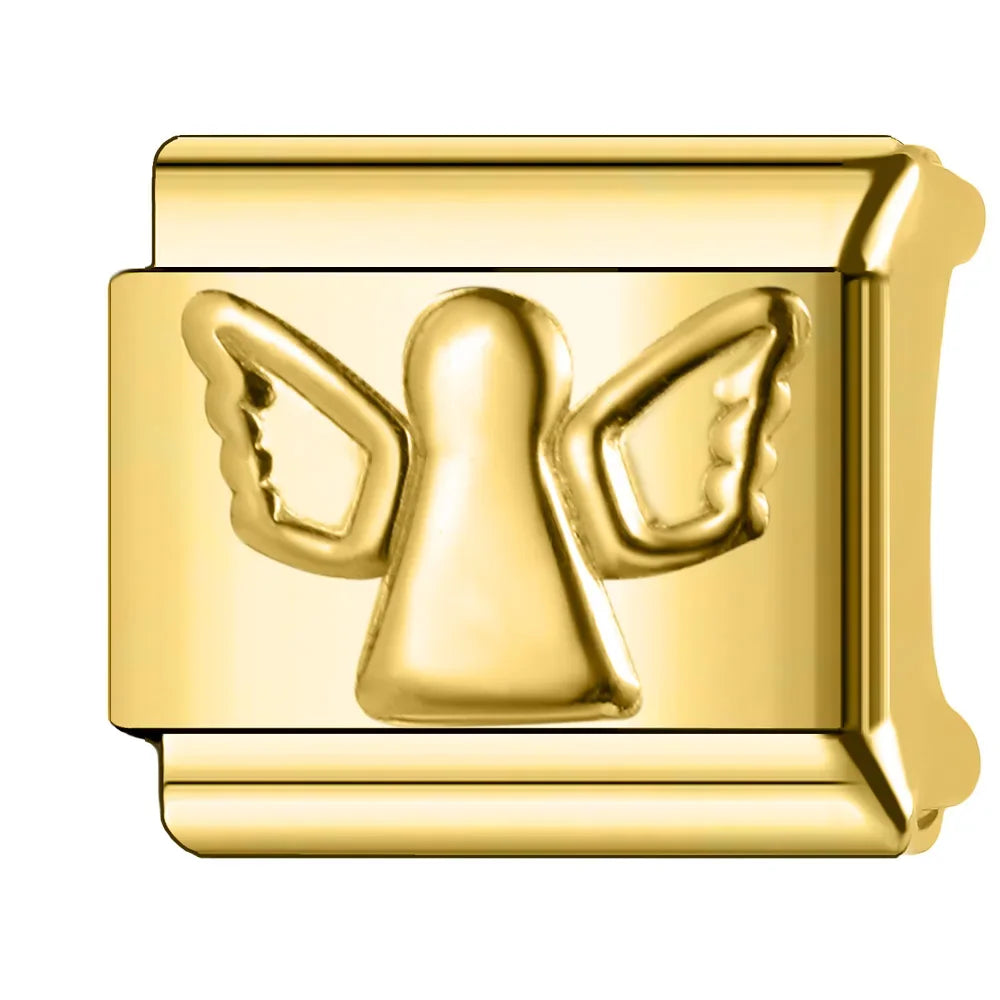 Trusta 2024 Fashion Shiny Golden Colour Charm Italian Links 9mm Bracelet Stainless Steel for Women DIY Jewelry Wholesale N009