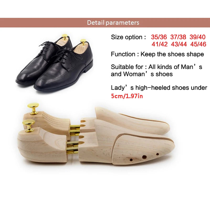 4-PACK Men's And Women's Shoe Trees, Adjustable Pine Wood Shoe Trees