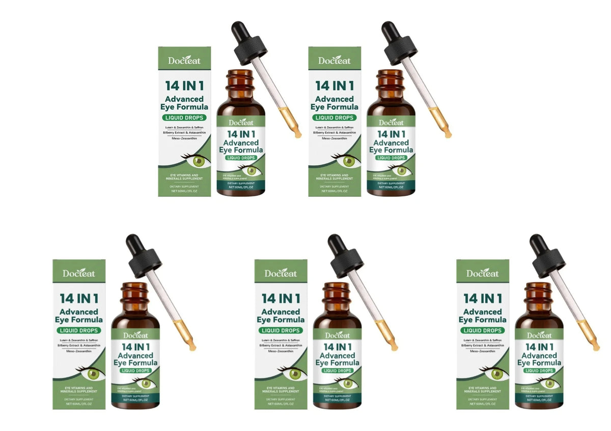 14 in 1 Advanced Visual Support Formula Liquid Drops with Lutein Zeaxanthin Saffron Astaxanthin Visual Support Supplement 60ml
