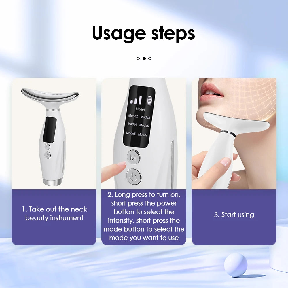 7 Colors LED Lights Face Neck Beauty Device Vibration Massage Improve Neck Lines Home Use Face Lifting Machine