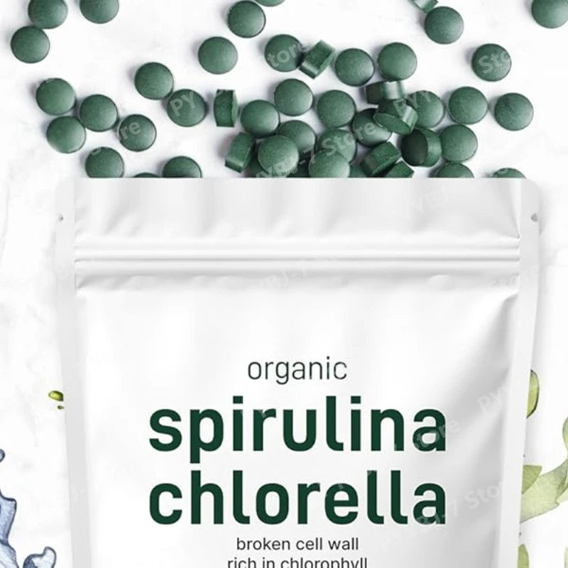 Spirulina Chlorella Tablets Organic Superfood 720 Count Vegan Plant Based Green Algae Nutritional Supplement Chlorophyll Source