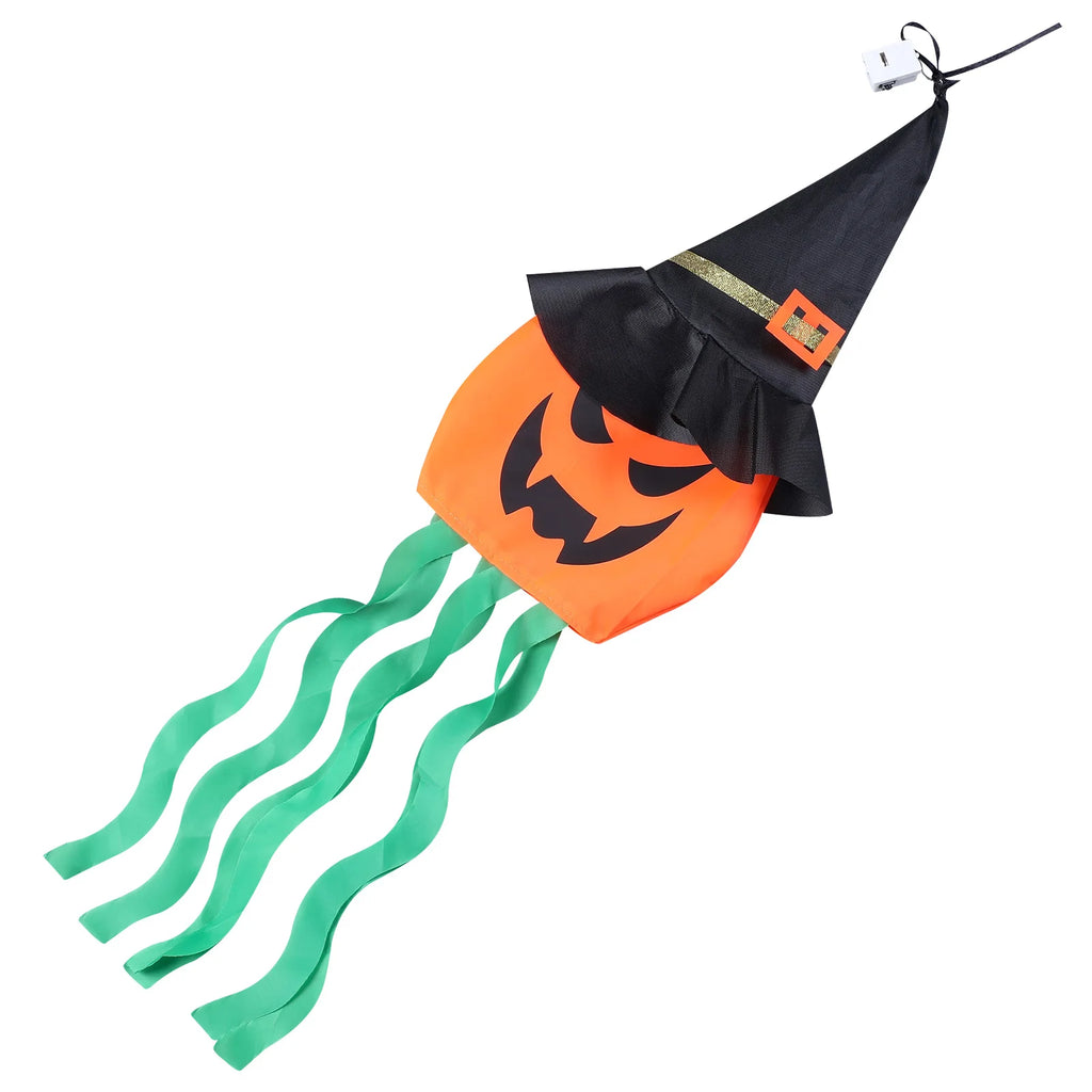 Halloween Hanging Ghost Decorations Outdoor, Glowing Ghost with Witch Hat String Lights for Yard Patio Garden Tree Decoration