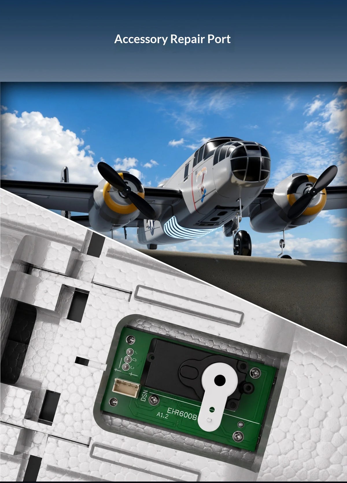 Volantex B25 Mitchell Bomber Remote Control Rc Fixed Wing 3 Channel Dual Motor Foam Airplane With Xpilot Stabilization System