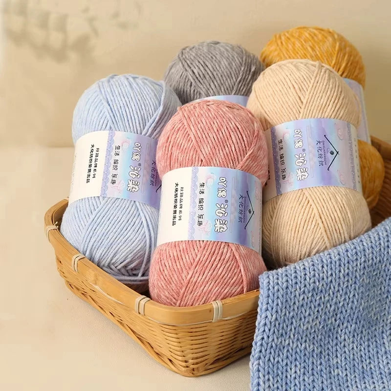 100g 6 Strand Patterned Milk Cotton Yarn Ball Medium Thick Hand Woven Wool Yarn Ball Sweater Scarf Thread Crochet DIY Material