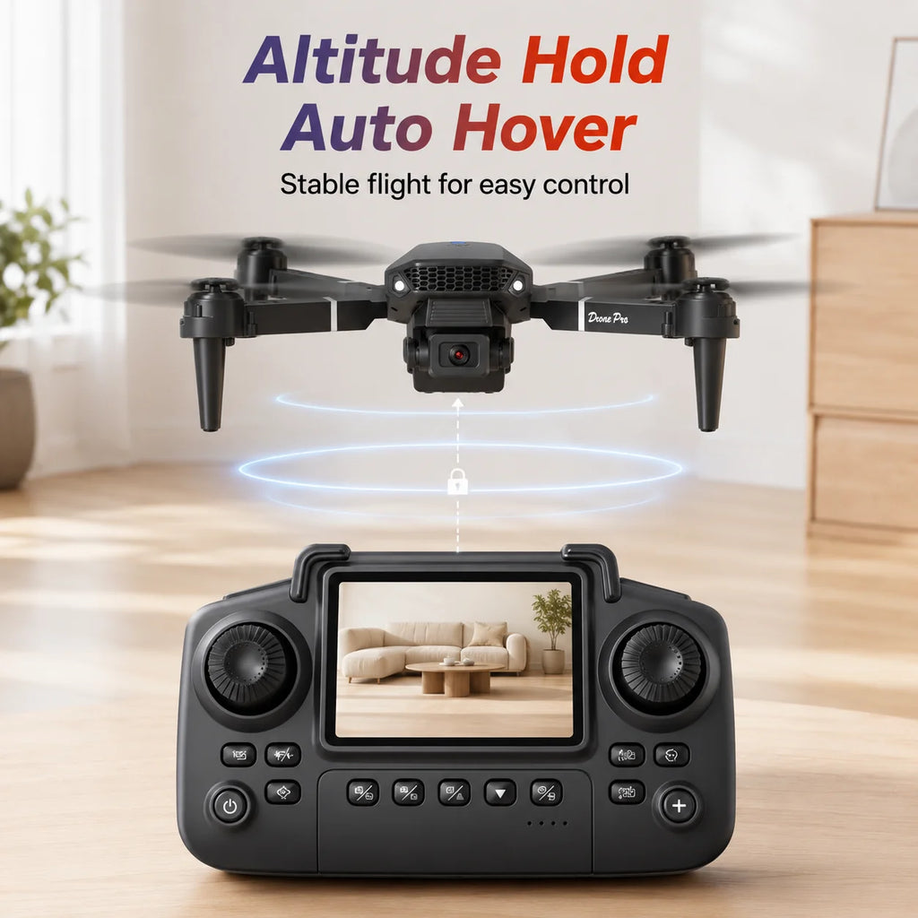 ZNLYRION Foldable FPV Drone with Screen Remote 480P Dual Camera Altitude Hold Headless Model LED Night Light