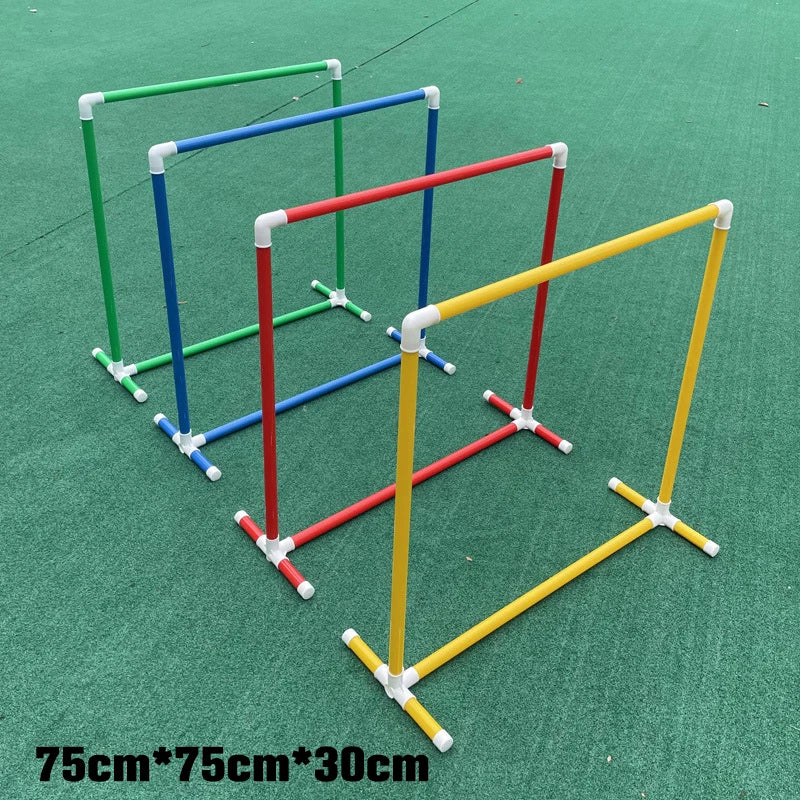 Kids Agility Obstacle Course Toys Colorful Jump Hurdle & Crawl Through Window Frame Children Sensory Integration Training Indoor