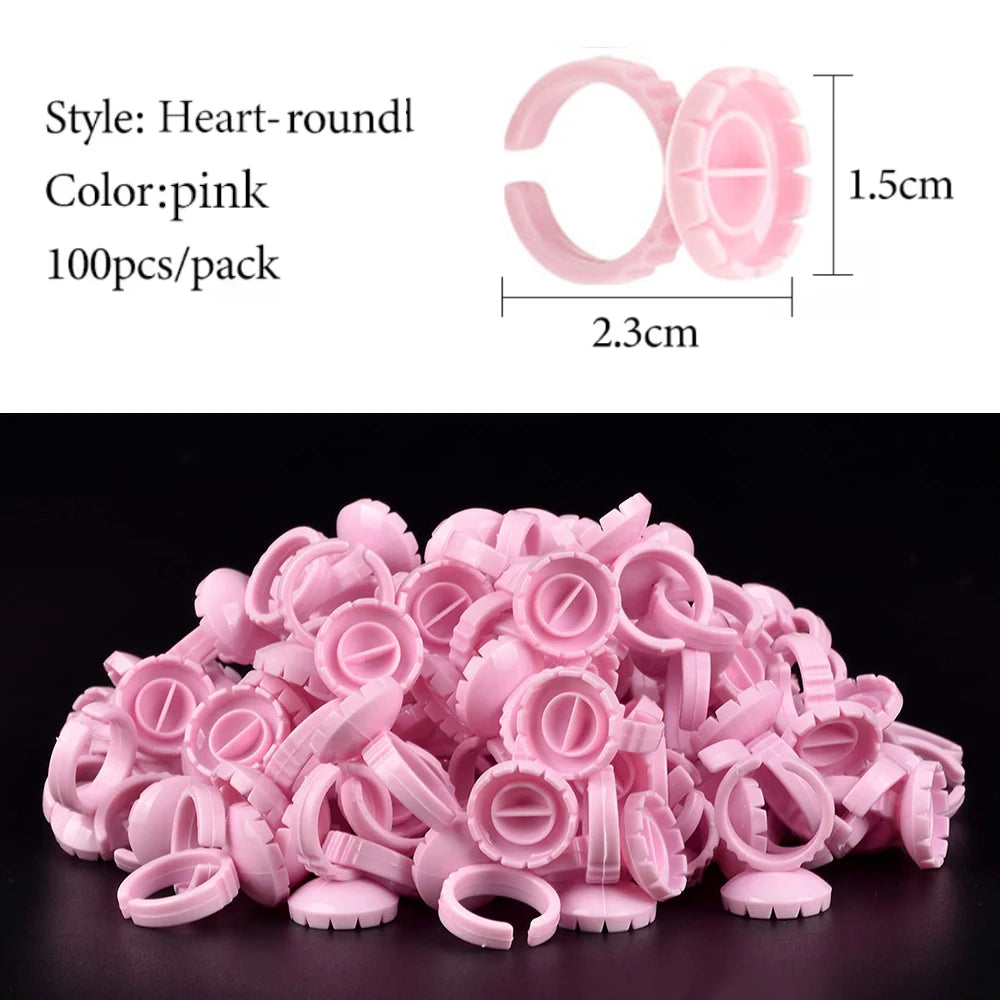 100PCS Disposable Glue Rings Eyelash Extension/Nail Art/Tattoo Blossom Smart Cup Extension Supplies Tools