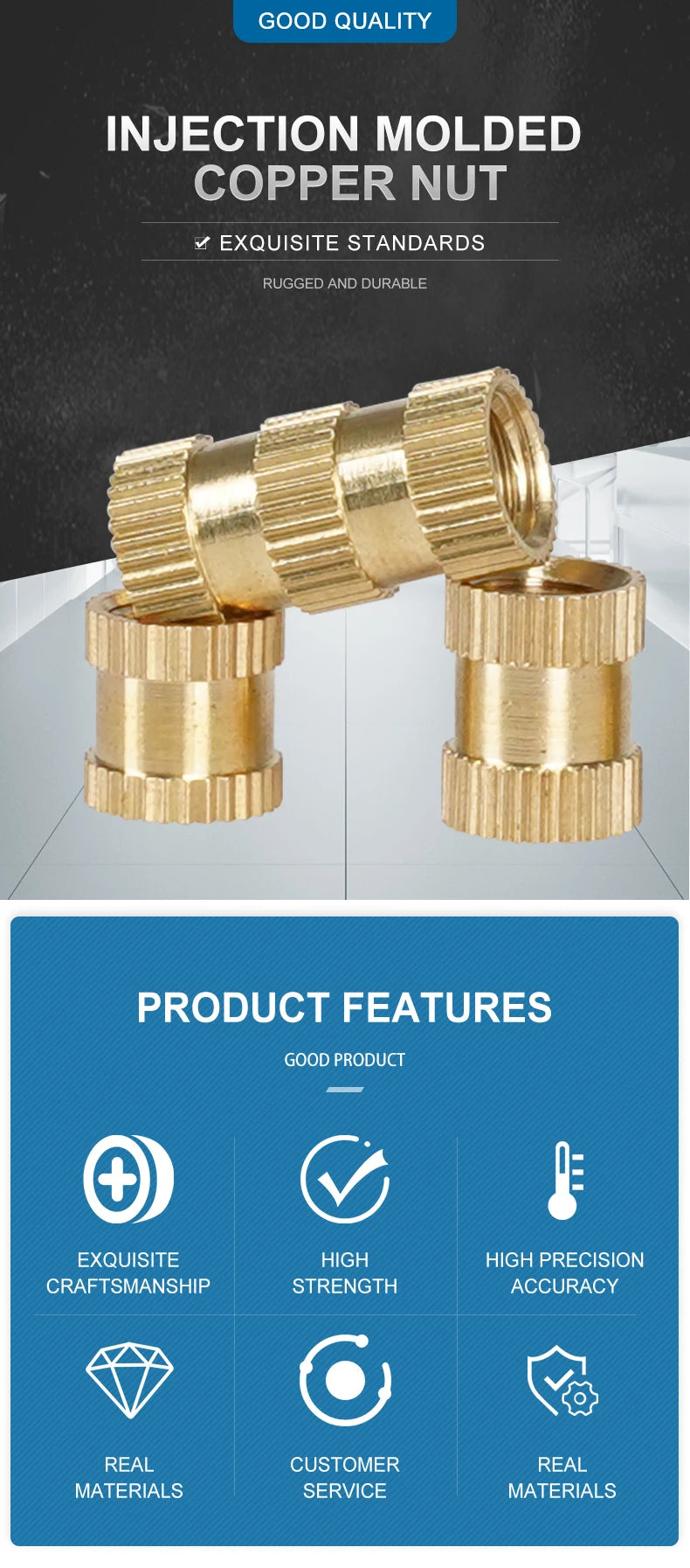 M2 M2.5 M3 M4 M5 M6 M8 M10 Heat Brass Insert Nut Knurled Insertnut Hot Melt Molding Injection Embed Threaded Inserts 3d Printer
