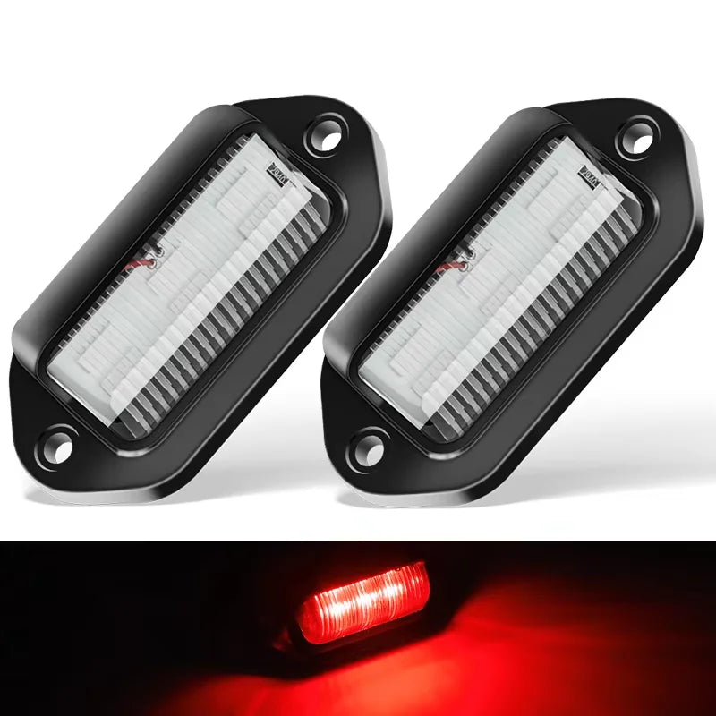 Universal Chrome LED Number Plate Light 12V 24V Rear Brake Light License Taillight for Cars Truck Wagon Van RV Motorcycle 6 Leds