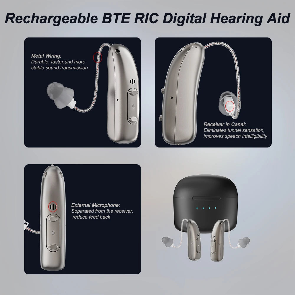 Hearing Aid for Deafness Self-Fitting OTC Hearing Aids Bluetooth Digital Sound Amplifier Portable Elderly Hearing Amplifier