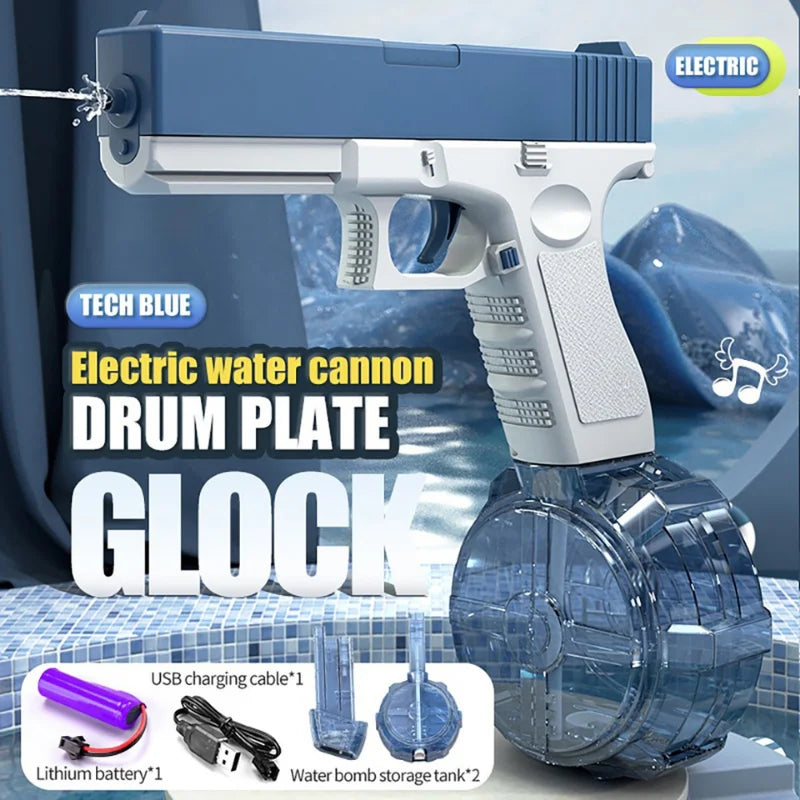@Space Electric Water Gun Energy Ring Burst Transformation LED Lights Large Capacity Full Auto Continuous Fire Squirt Gun Toy