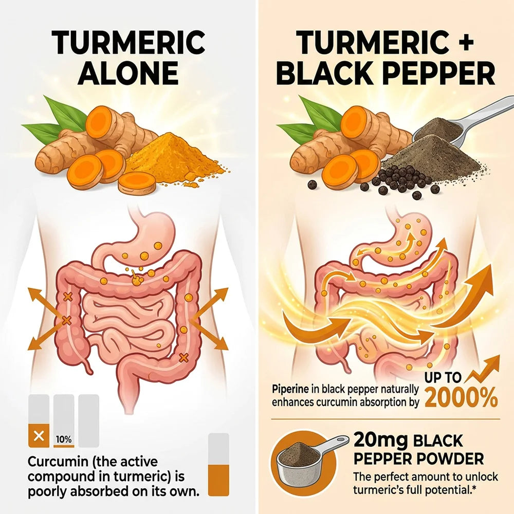 Turmeric Curcumin with Black Pepper & Ginger, 95% Curcuminoids, Joint, Brain, Cognitive, Digestive & Immune Support, Antioxidant
