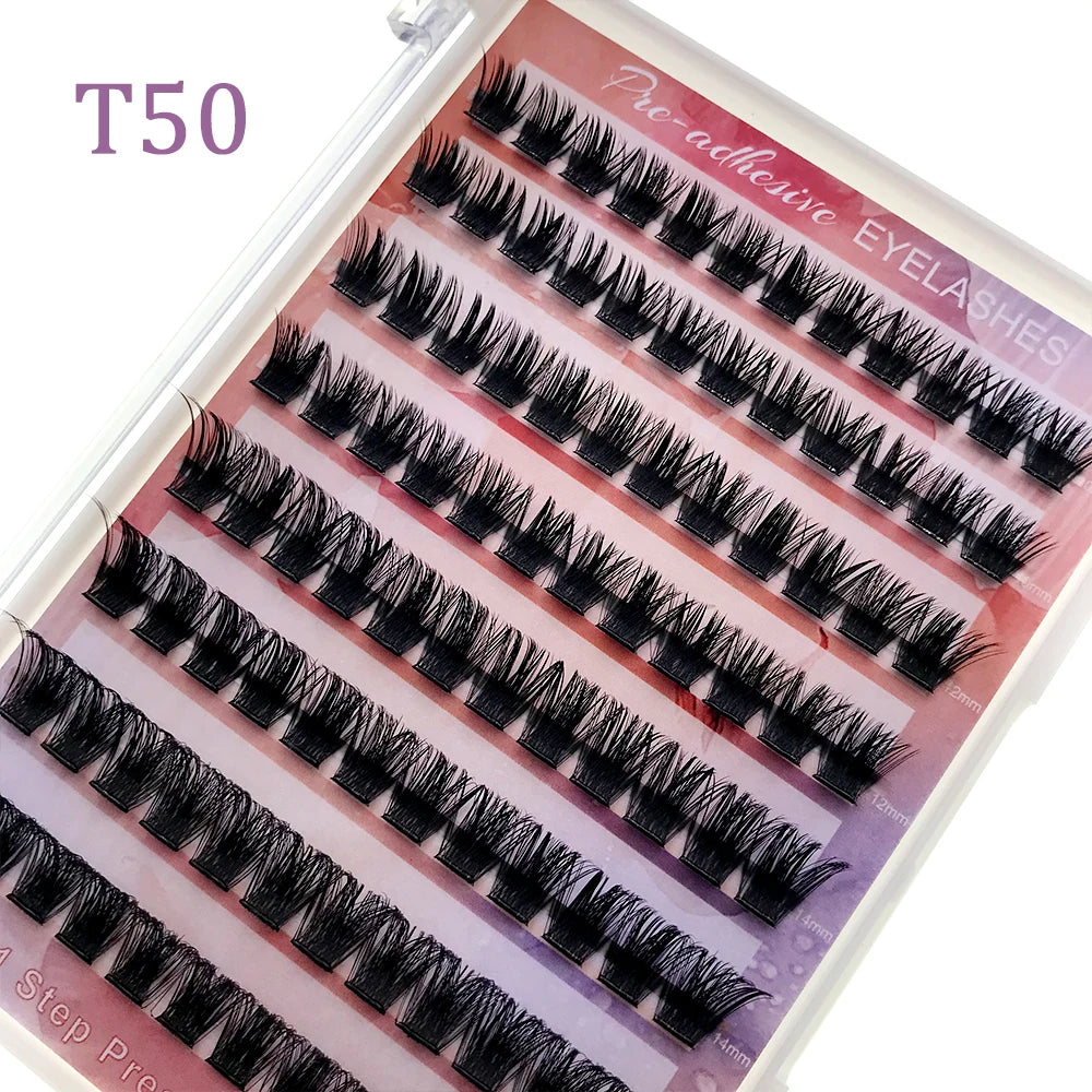HOLLYLASH 96 Clusters DIY Self Adhesive Cluster Lashes Russian Volume False Eyelashes C Curl Natural Soft Individual Eyelashes