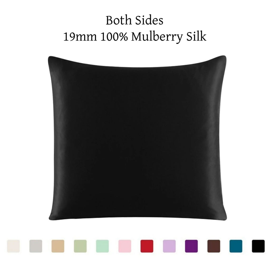 100% 19mm Mulberry Silk Zipper Pillowcase Cushion Pillow Case Cover Solid Multicolor