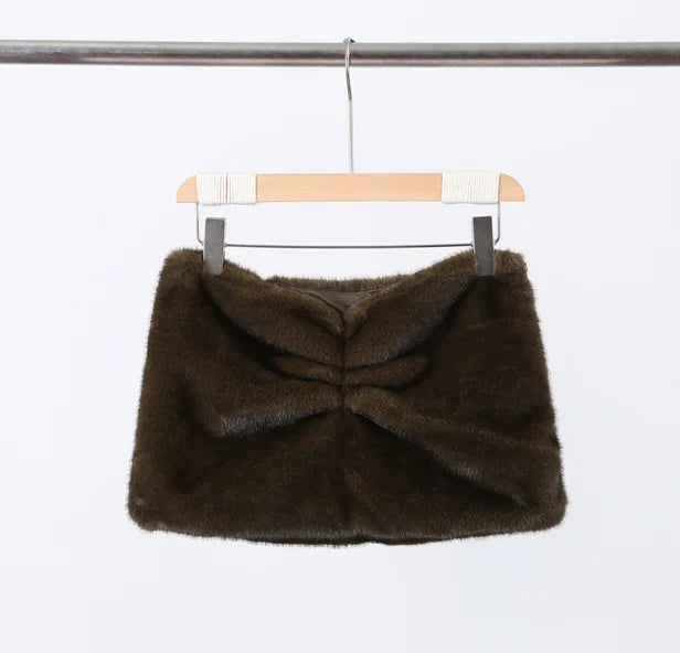 Sexy Faux Fur Mini Skirt Women Slim Pleated Hip Package Short Skirts Female 2025 Autumn Winter Fashion Streetwear Lady Bottoms