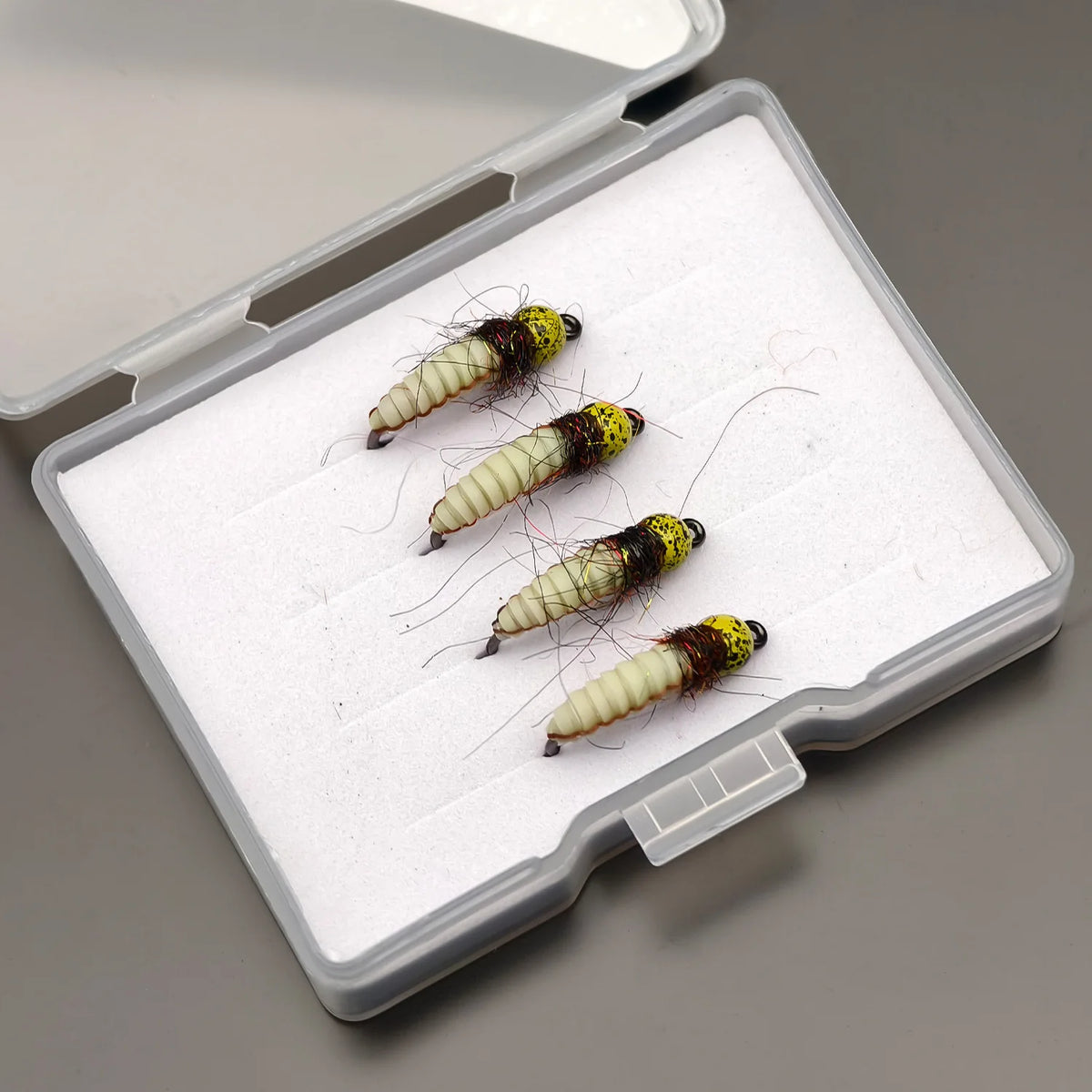 ANFS 4pcs Tungsten Jig Nymph Flies with Fly Box -Nymph Trout, Hand Tied Trout, Trout Fly Fishing Gift