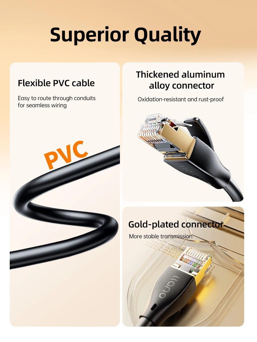 llano Cat 5e Ethernet Cable OD 5.5mm UTP 1000Mbps 100MHz Fast RJ45 Network Cable Thick Cores Ethernet Patch Cable for Laptop Rou