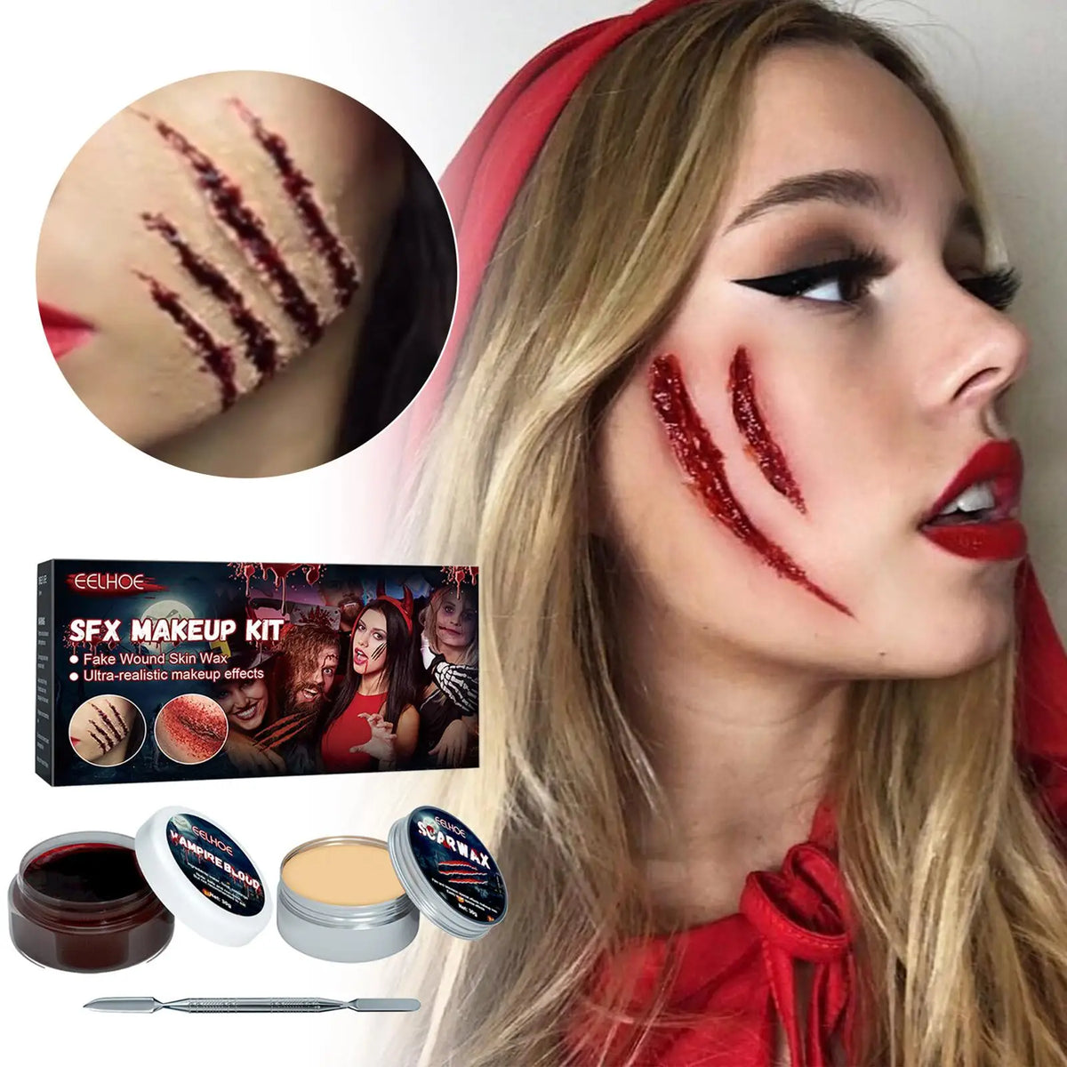 Horror Makeup Cosmetics Fake Blood Special Scar Effects Skin Wax Plasma Scar Body Paint Tool Cos Vampire Clown