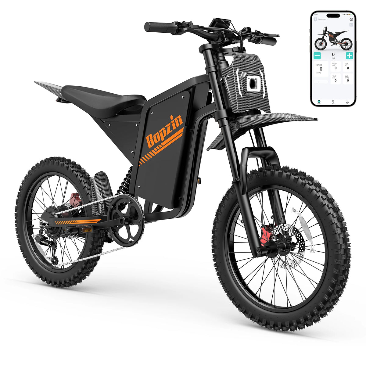 Bopzin Peak 3000W 52V Electric Dirt Bike for Adults 25AH/23AH Battery Full Suspension Off-Road Motorcycle with Hydraulic Brakes
