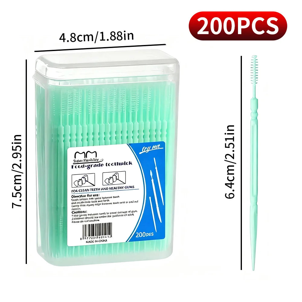 (Affordable boxed dental floss) Disposable household boxed portable ultra-fine toothpick double headed -200PCS/box