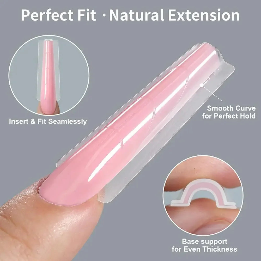 256Pcs Full Cover Nail Extension Forms, Dual Form Nail Tips, Quick Gel Nail Building System